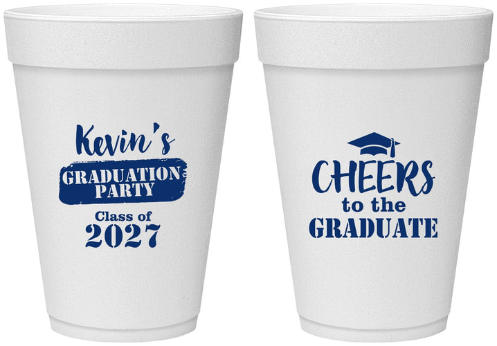 Personalized Graduation 16 oz Foam Cups - Class Of 2027 Cheers Graduate | 130034