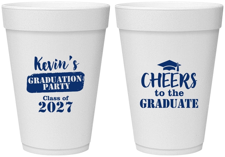 Personalized Graduation 16 oz Foam Cups - Class Of 2027 Cheers Graduate | 130034