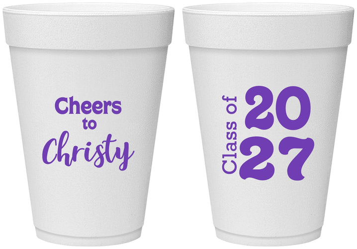 Personalized Graduation 16 oz Foam Cups - Class Of 2027 Cheers | 130037