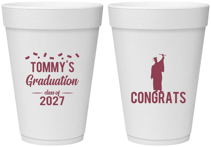 Personalized Graduation 16 oz Foam Cups - Class Of 2027 Congrats | 130046