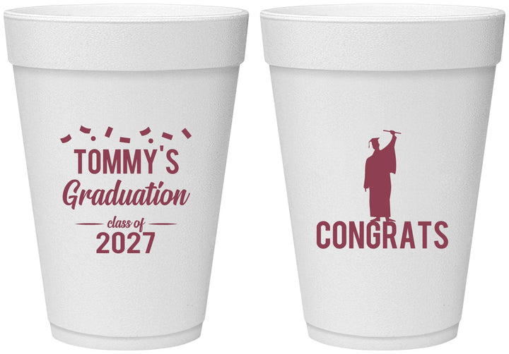 Personalized Graduation 16 oz Foam Cups - Class Of 2027 Congrats | 130046