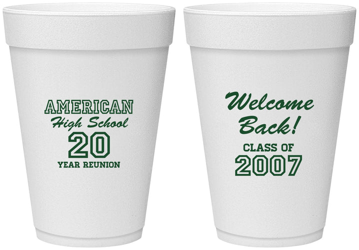 Personalized Class Reunion 16 oz Foam Cups - Class Of 2007 20 Year | 140001