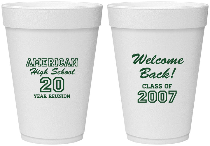 Personalized Class Reunion 16 oz Foam Cups - Class Of 2007 20 Year | 140001