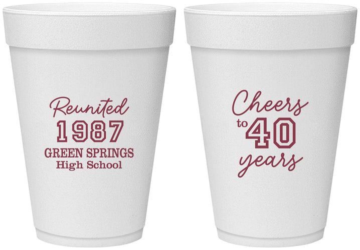 Personalized Class Reunion 16 oz Foam Cups - Class Of 1987 40 Year | 140003