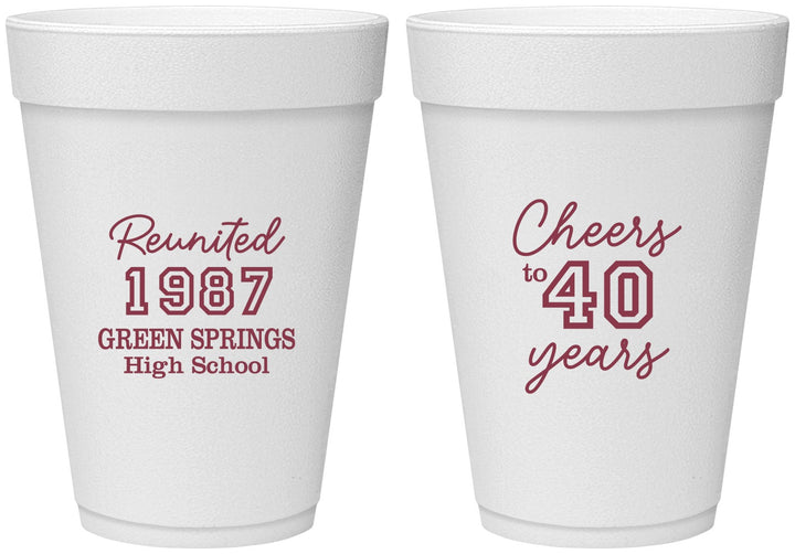 Personalized Class Reunion 16 oz Foam Cups - Class Of 1987 40 Year | 140003