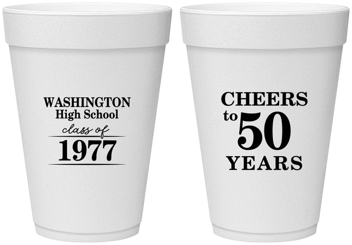 Personalized Class Reunion 16 oz Foam Cups - Class Of 1977 50 Year | 140004