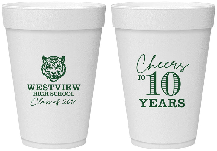 Personalized Class Reunion 16 oz Foam Cups - Class Of 2017 10 Year | 140005