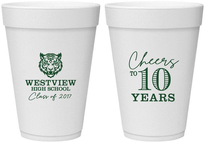 Personalized Class Reunion 16 oz Foam Cups - Class Of 2017 10 Year | 140005
