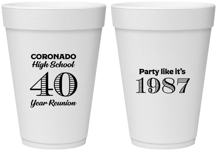 Personalized Class Reunion 16 oz Foam Cups - Class Of 1987 40 Year | 140008