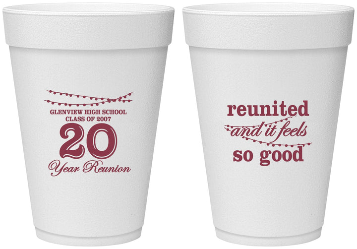 Personalized Class Reunion 16 oz Foam Cups - Class Of 2007 20 Year | 140011