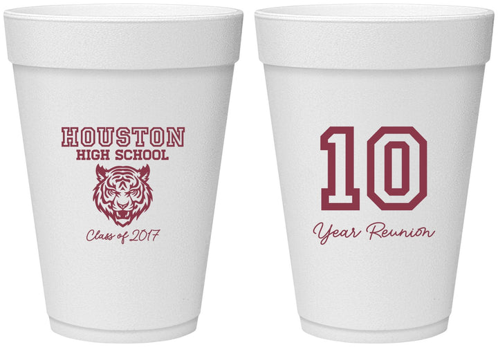 Personalized Class Reunion 16 oz Foam Cups - Class Of 2017 10 Year | 140015