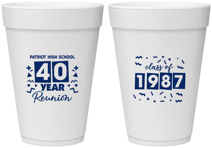 Personalized Class Reunion 16 oz Foam Cups - Class Of 1987 40 Year | 140018