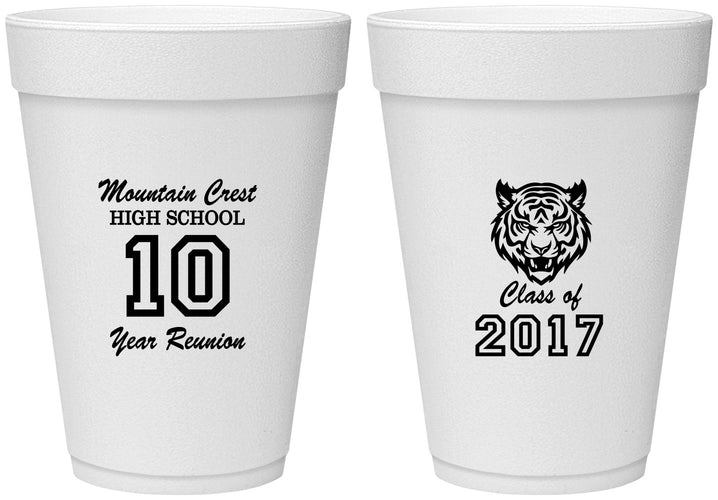 Personalized Class Reunion 16 oz Foam Cups - Class Of 2017 10 Year | 140020