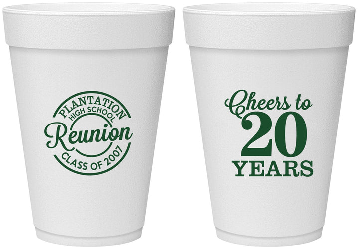 Personalized Class Reunion 16 oz Foam Cups - Class Of 2007 20 Year | 140021