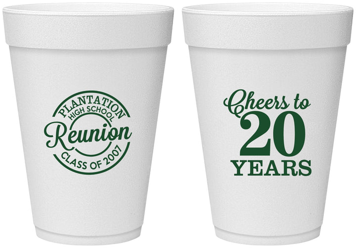 Personalized Class Reunion 16 oz Foam Cups - Class Of 2007 20 Year | 140021