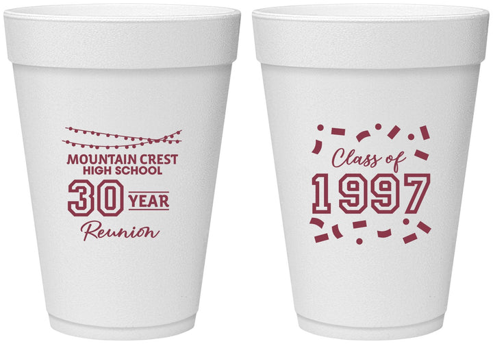 Personalized Class Reunion 16 oz Foam Cups - Class Of 1997 30 Year | 140027