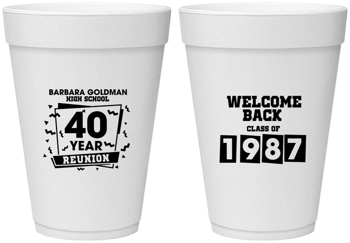 Personalized Class Reunion 16 oz Foam Cups - Class Of 1987 40 Year | 140028