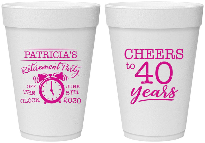 Personalized Retirement 16 oz Foam Cups - Off The Clock | 150000