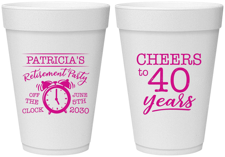 Personalized Retirement 16 oz Foam Cups - Off The Clock | 150000