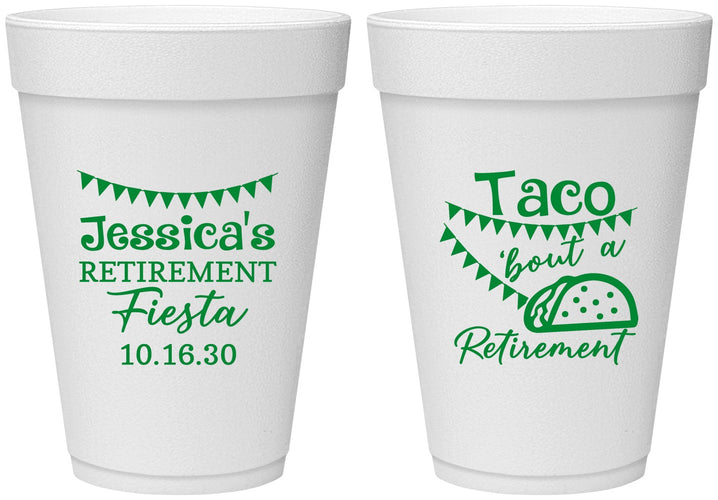 Personalized Retirement 16 oz Foam Cups - Taco Bout A Retirement | 150002