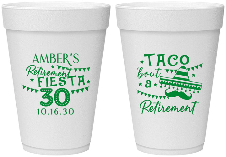 Personalized Retirement 16 oz Foam Cups - Taco Bout A Retirement | 150003
