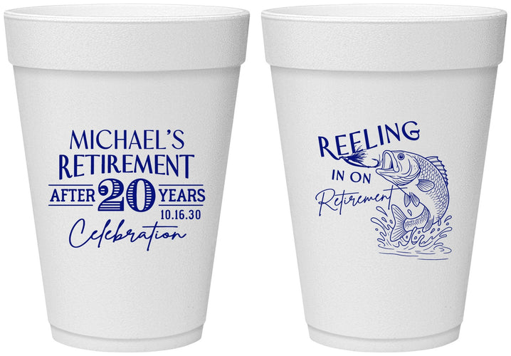 Personalized Retirement 16 oz Foam Cups - Fishing Reeling In | 150007
