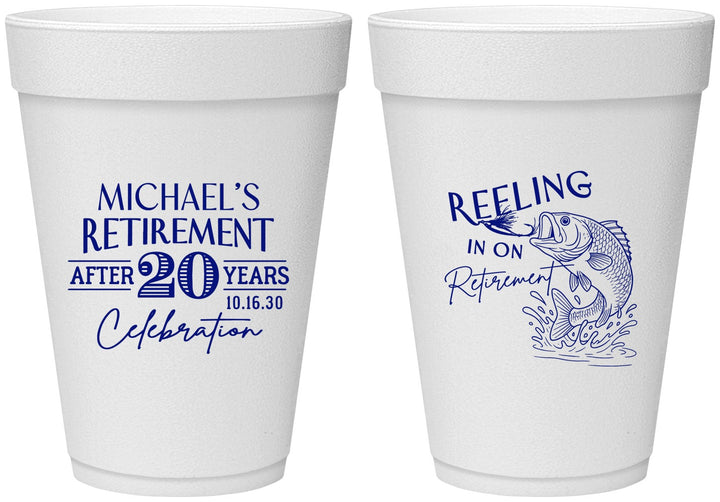 Personalized Retirement 16 oz Foam Cups - Fishing Reeling In | 150007