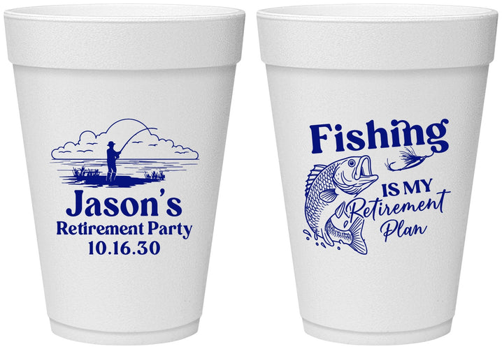 Personalized Retirement 16 oz Foam Cups - Fishing | 150009