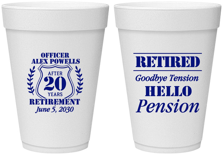 Personalized Retirement 16 oz Foam Cups - Police Officer | 150011
