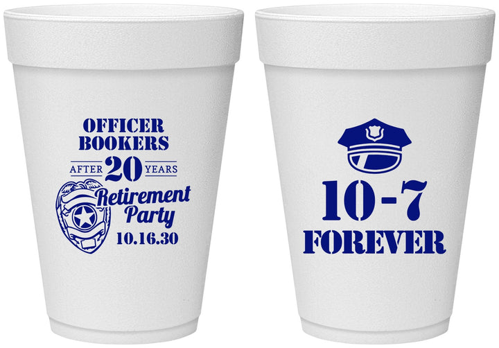 Personalized Retirement 16 oz Foam Cups - Police Officer | 150012