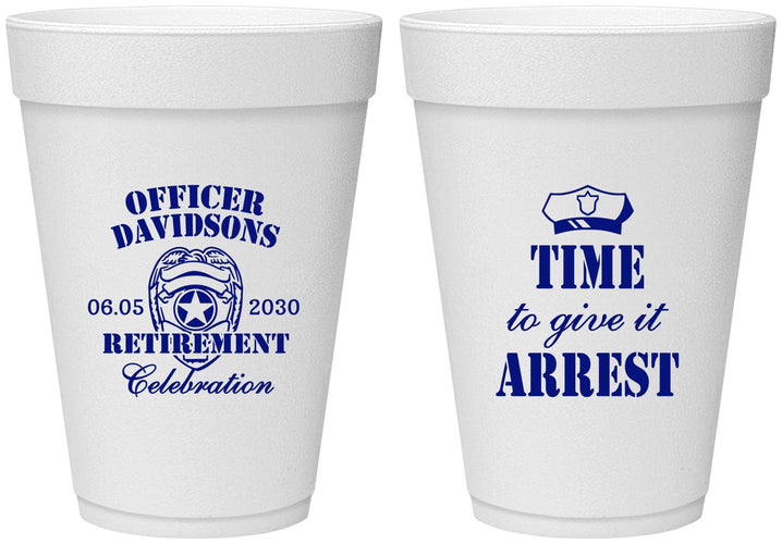 Personalized Retirement 16 oz Foam Cups - Police Officer | 150014