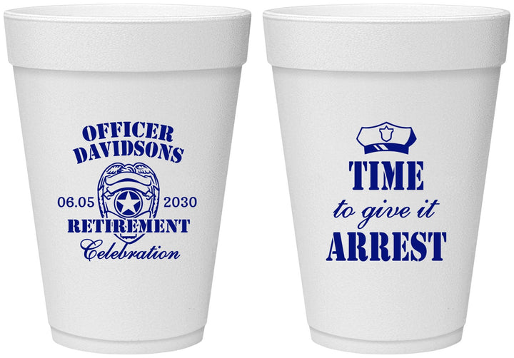 Personalized Retirement 16 oz Foam Cups - Police Officer | 150014