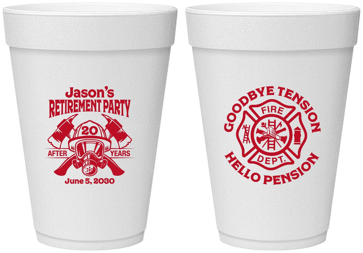 Personalized Retirement 16 oz Foam Cups - Firefighter | 150015