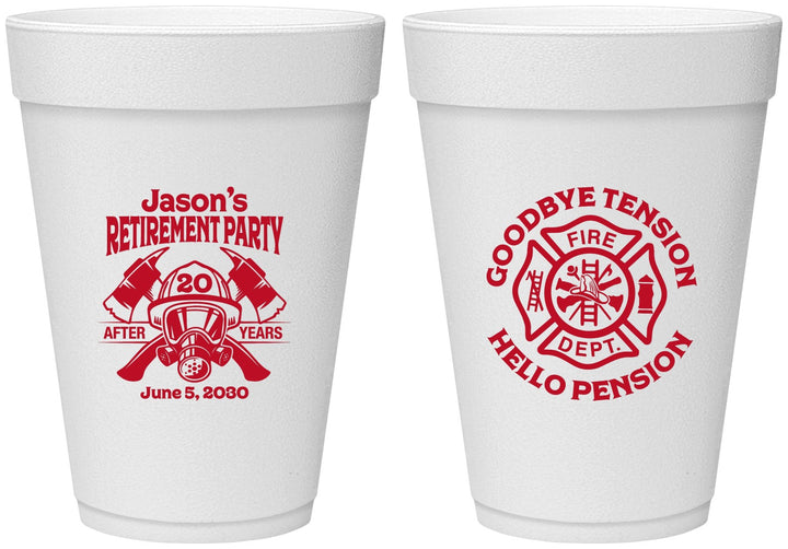 Personalized Retirement 16 oz Foam Cups - Firefighter | 150015