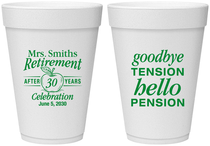 Personalized Retirement 16 oz Foam Cups - Teacher | 150020