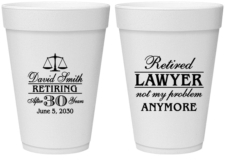 Personalized Retirement 16 oz Foam Cups - Lawyer | 150025