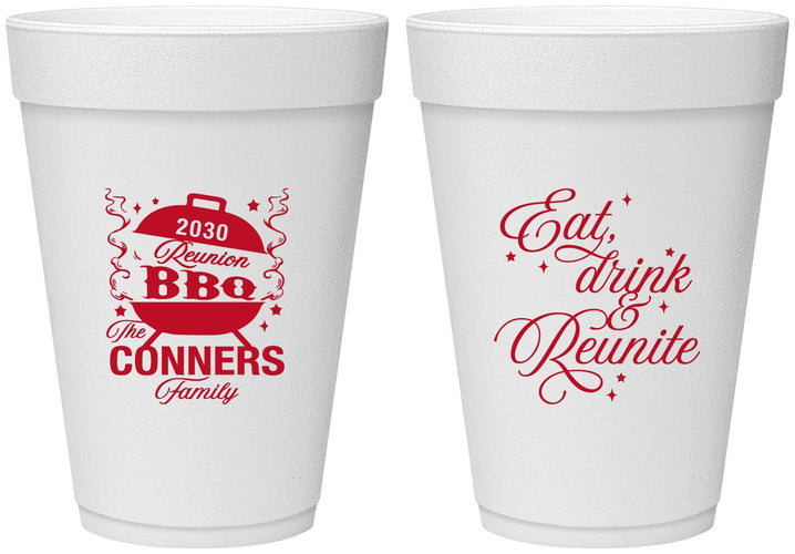 Personalized Family Reunion 16 oz Foam Cups - Bbq Eat Drink Reunite | 160000