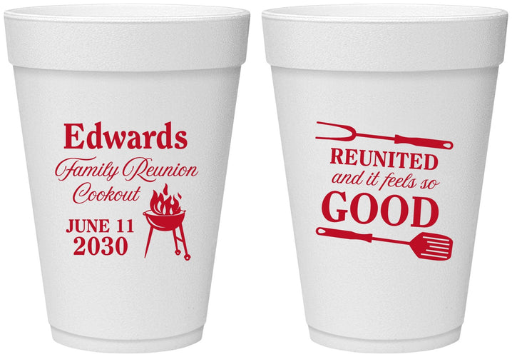 Personalized Family Reunion 16 oz Foam Cups - Bbq Reunited | 160001