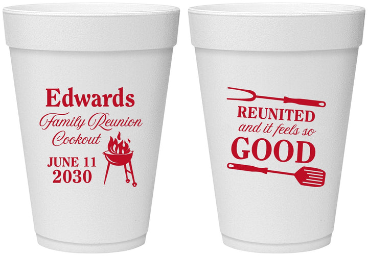 Personalized Family Reunion 16 oz Foam Cups - Bbq Reunited | 160001
