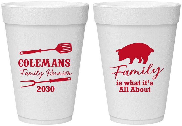 Personalized Family Reunion 16 oz Foam Cups - Bbq Barbeque | 160002