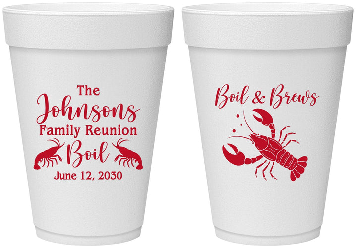 Personalized Family Reunion 16 oz Foam Cups - Crawfish Boil | 160005