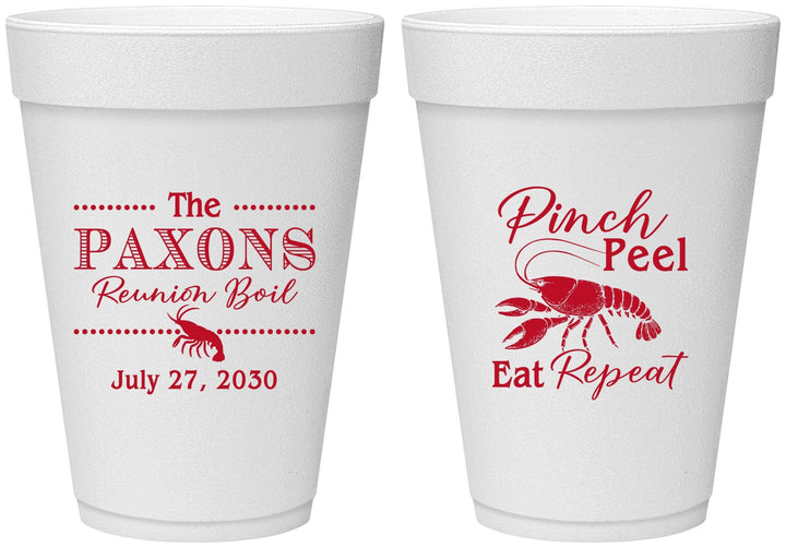 Personalized Family Reunion 16 oz Foam Cups - Crawfish Boil | 160006