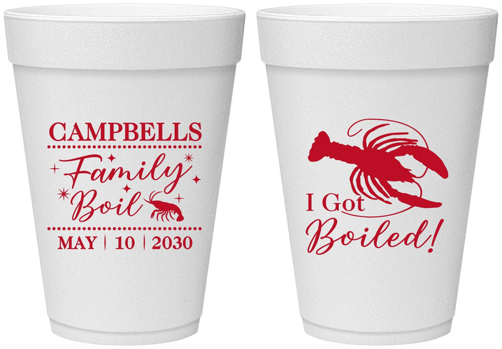 Personalized Family Reunion 16 oz Foam Cups - Crawfish Boil | 160008