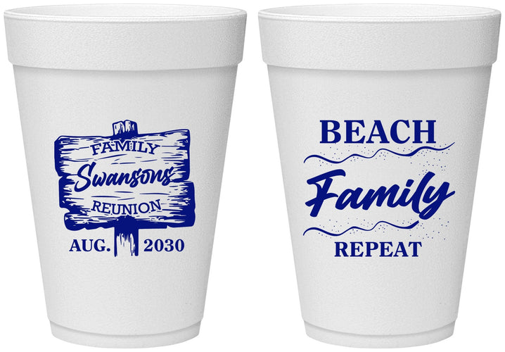 Personalized Family Reunion 16 oz Foam Cups - Beach Family Repeat | 160013