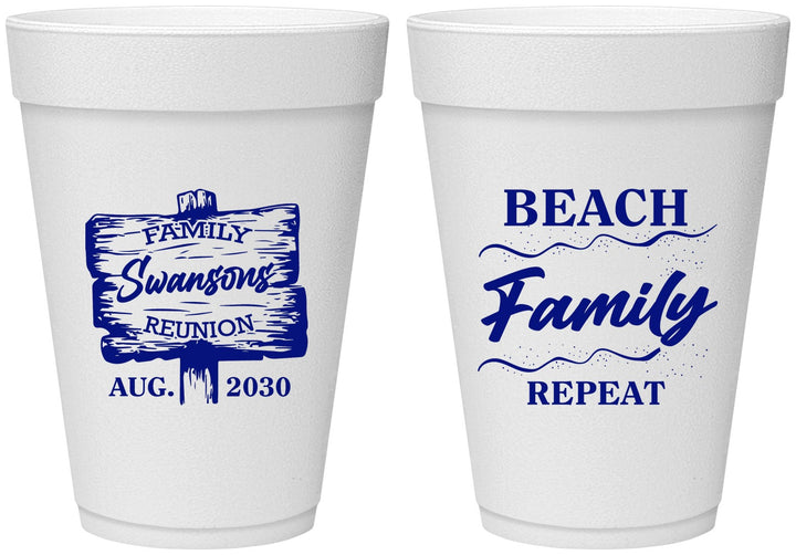 Personalized Family Reunion 16 oz Foam Cups - Beach Family Repeat | 160013
