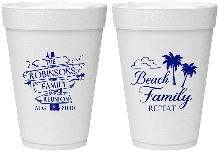 Personalized Family Reunion 16 oz Foam Cups - Beach Family Repeat | 160014