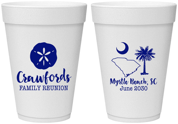 Personalized Family Reunion 16 oz Foam Cups - South Carolina | 160018