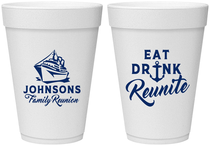 Personalized Family Reunion 16 oz Foam Cups - Cruise Nautical | 160023