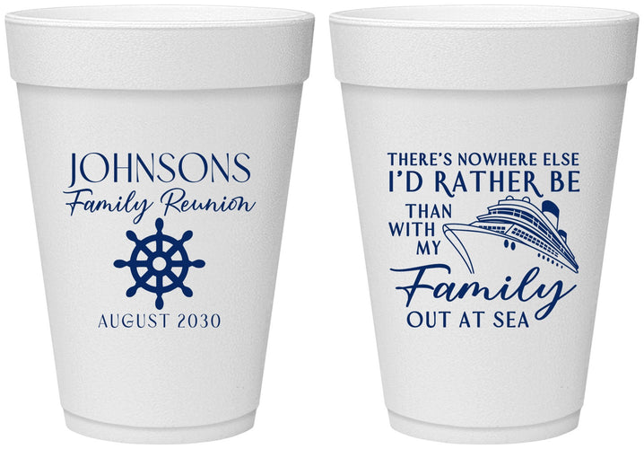 Personalized Family Reunion 16 oz Foam Cups - Cruise Nautical | 160024