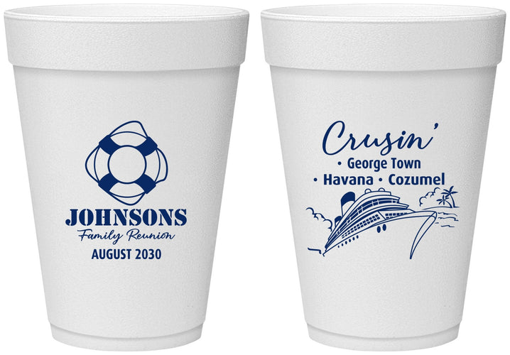 Personalized Family Reunion 16 oz Foam Cups - Cruise Crusin | 160025